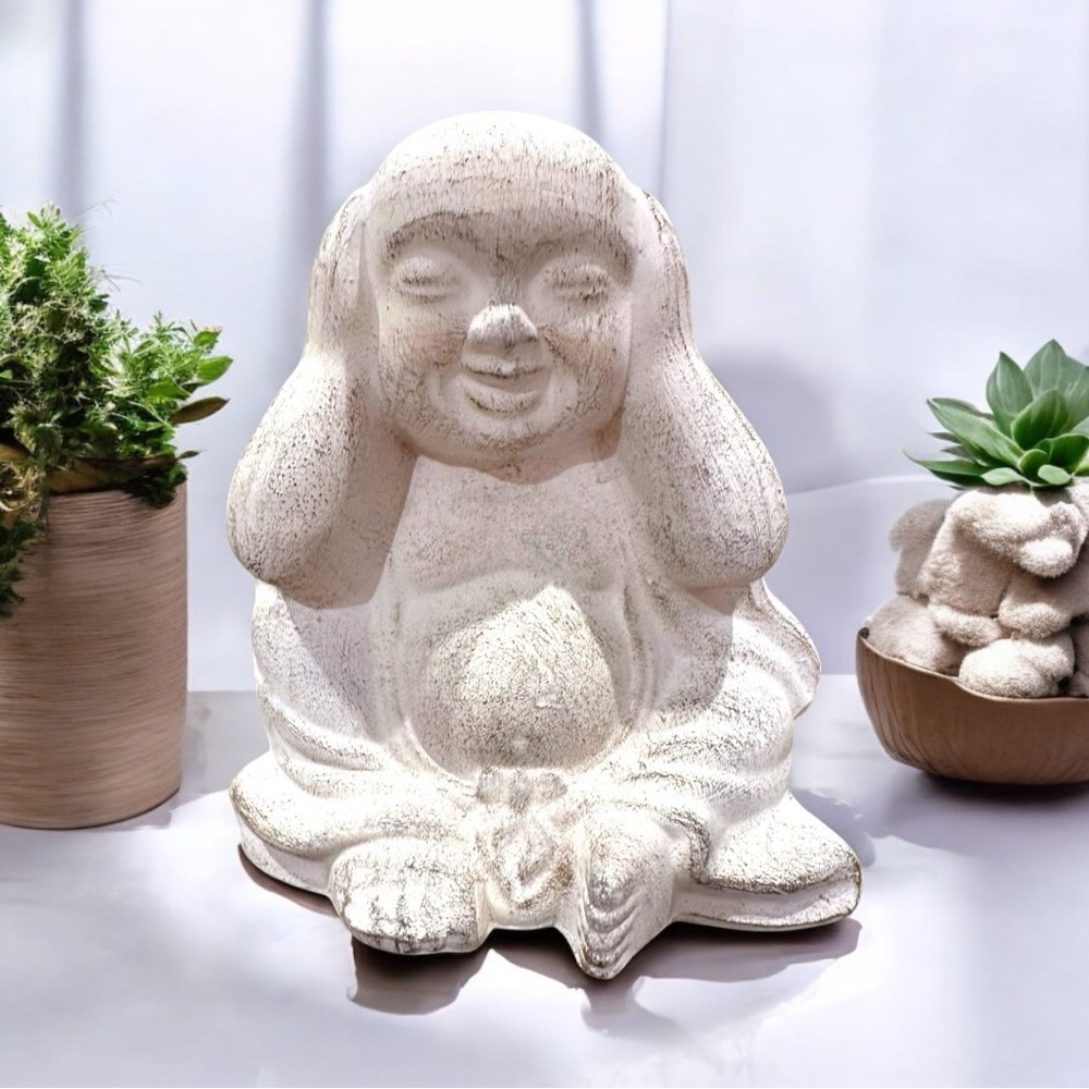 Buddha Statue "Hear No Evil" Garden Decoration Home Decor 8”